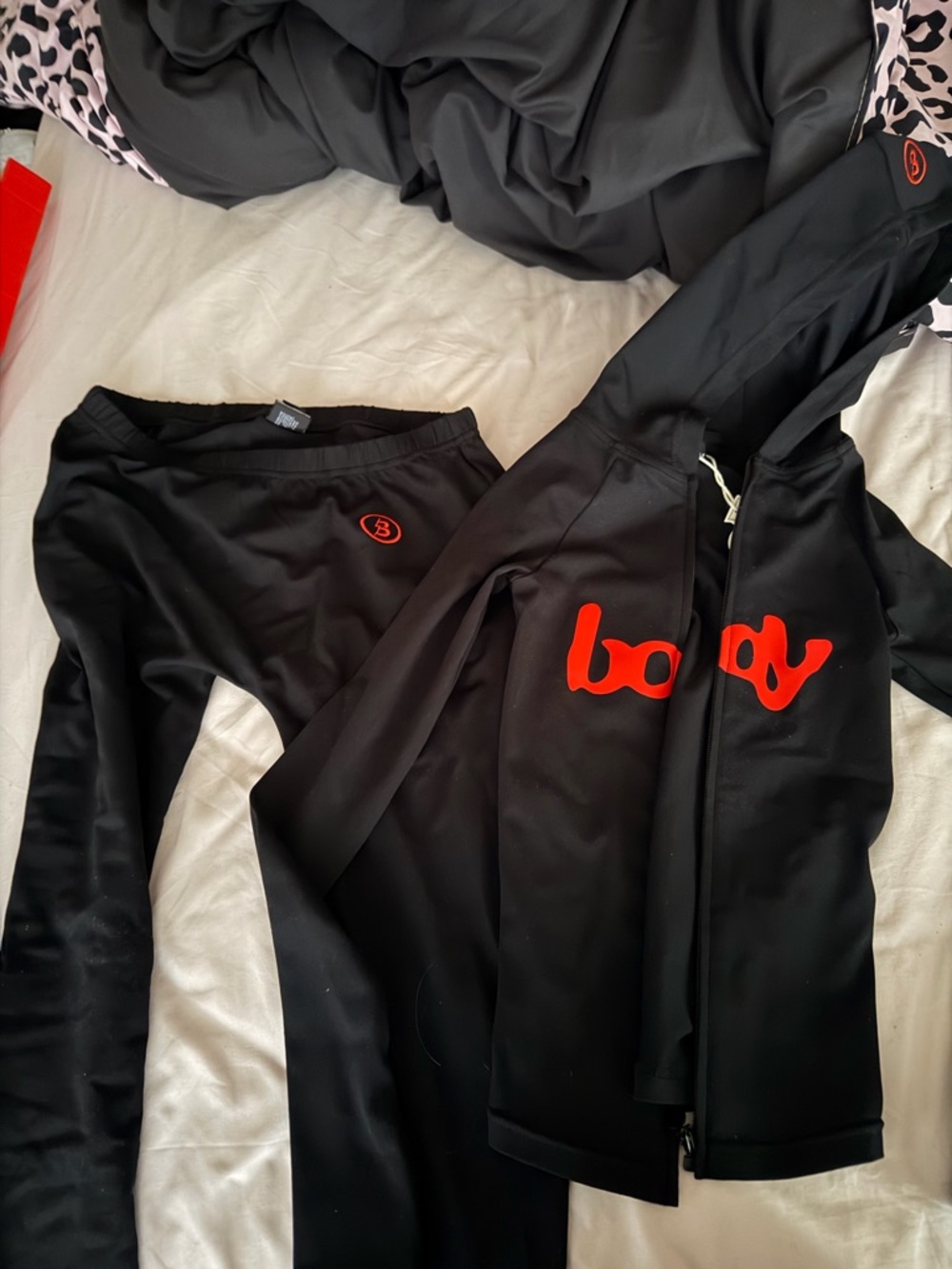 Black and red flare body by raven set Pants